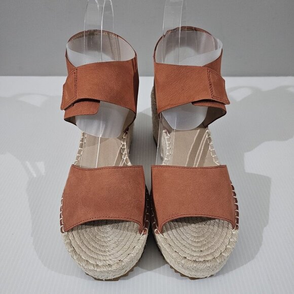 Eileen Fisher Weslia Espadrille Wedge Sandal Womens 9.5 Burnt Orange Leather - Picture 4 of 15